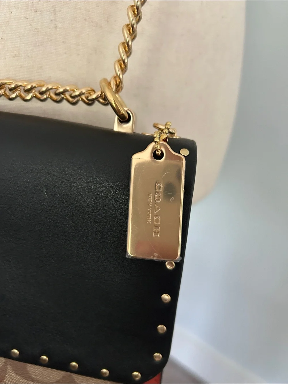 NWOT Coach Klare Black, Brown & light brown Signature Chain Crossbody - Picture 4 of 16